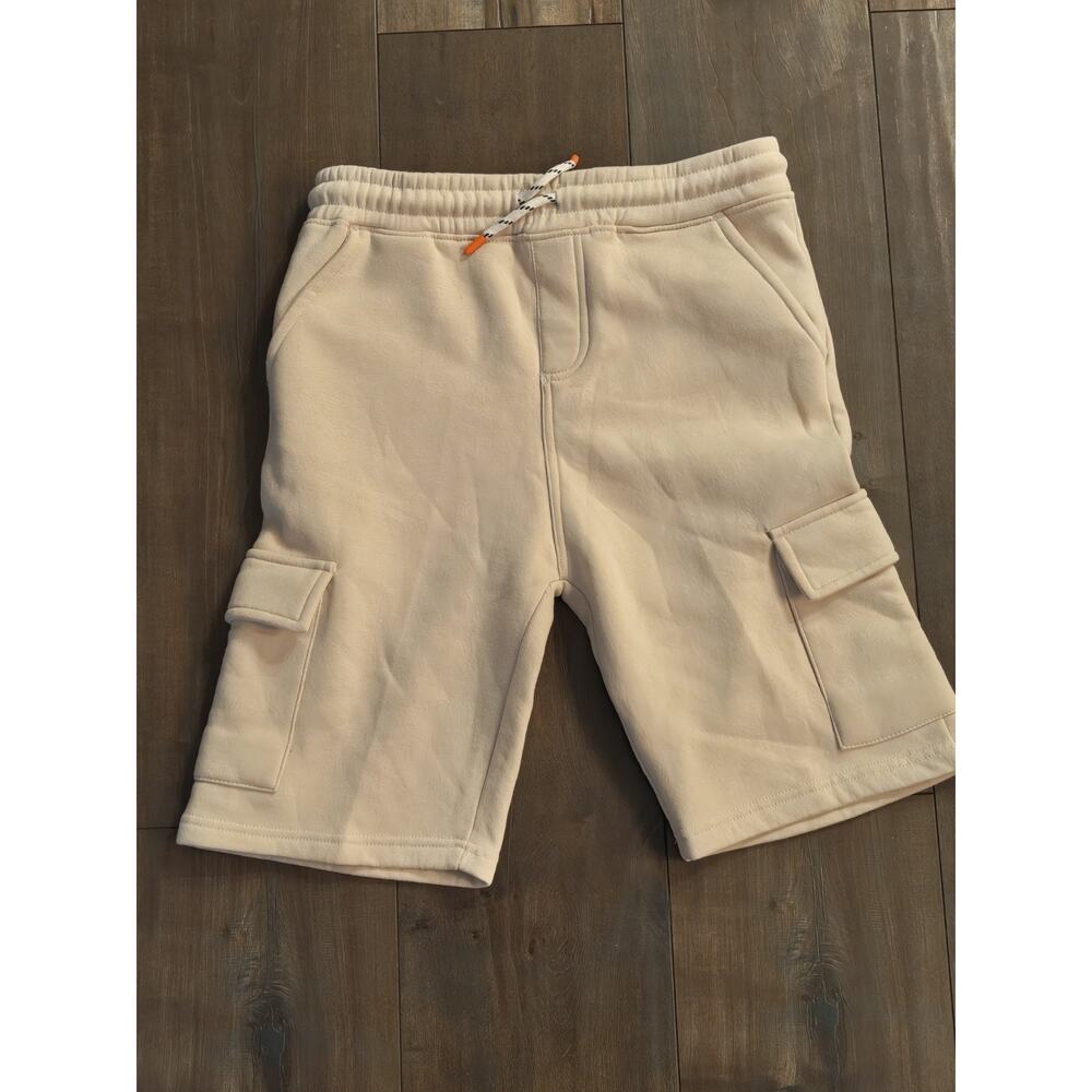 Free Planet Boys Beige Cargo Shorts Size L Stretch Utility Pockets.